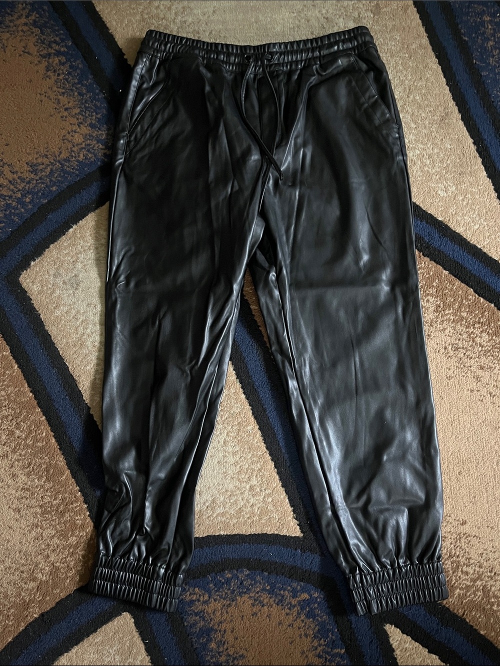 Dollhouse Black Faux Leather Skirt with Elastic Waistband